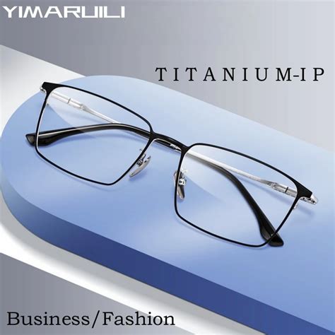 Yimaruili Ultra Light Business Simple Luxury Myopia Eyewear Retro Square Pure Titanium Optical