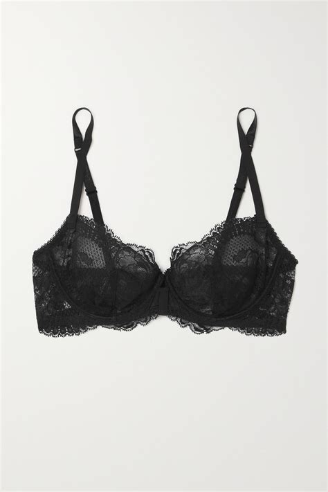 La Perla Brigitta Stretch Leavers Lace And Tulle Soft Cup Bra In Black