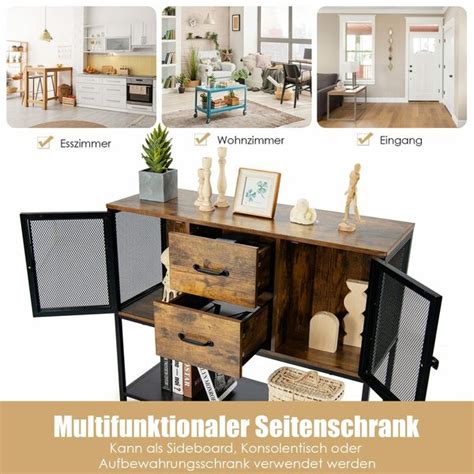 COSTWAY Konsolentisch Sideboard mit 2 Schubladen und 2 Fächern 100cm