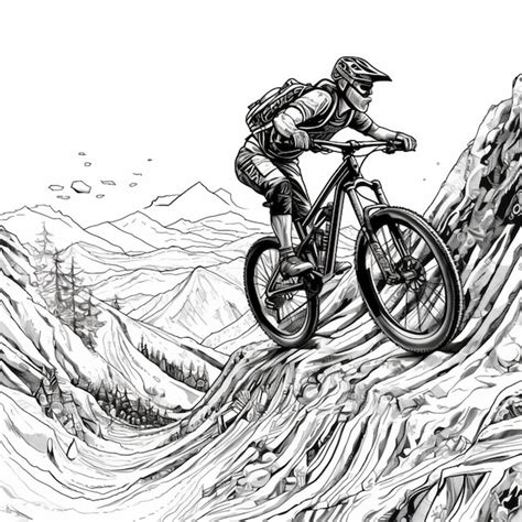 Premium Ai Image A Drawing Of A Man Riding A Mountain Bike On A Steep