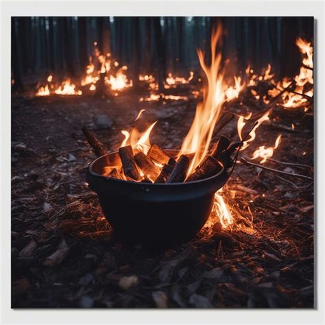 Premium Photo | A Bonfire in the forest at sunset Camping in nature