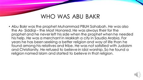 The Life Of Abu Bakr By Zanib Majeed Main Topics Who Was Abu Bakr The