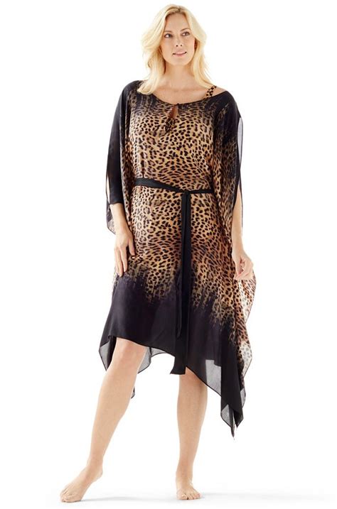 Gottex Bangalore Silk Leopard Print Kaftan Coverup Ba R Rare