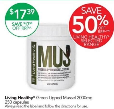 Living Healthy Green Lipped Mussel 2000mg 250 Capsules Offer At Terry