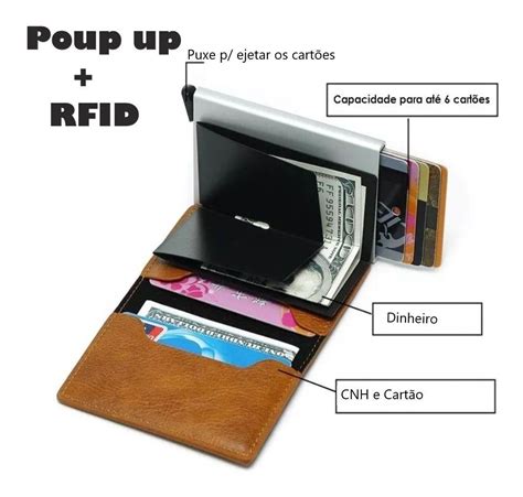 Carteira Masculina Rfid Pop Up Minimalista Original Top Mercado Livre