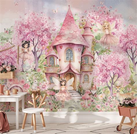 Fairy Castle Nursery Wallpaper Fairytale Forest Peel and Stick Girls ...