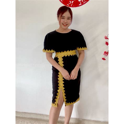 Borneo Dress Square Round Neck Split Side Shopee Malaysia