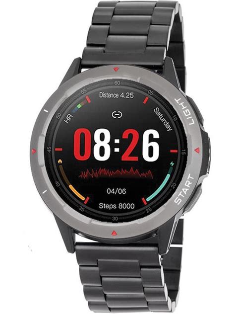 3Guys 3GW2822 Stainless Steel 47mm Smartwatch με Παλμογράφο Μαύρο