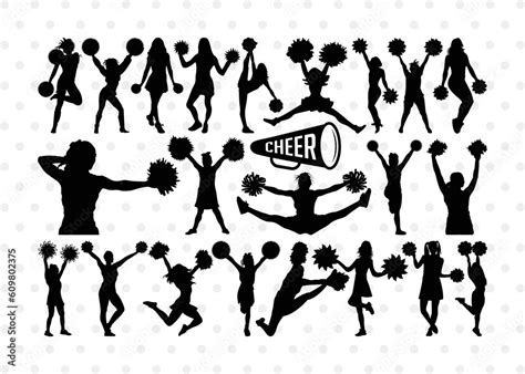 Cheerleader Silhouette, Cheerleading Svg, Cheer Girls Bundle, Sports ...