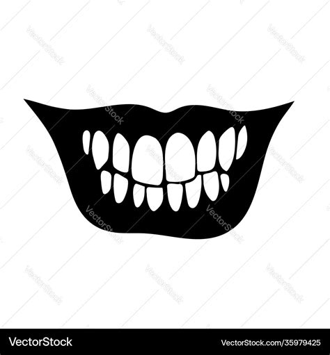 Wide frightening human smile with teeth Royalty Free Vector