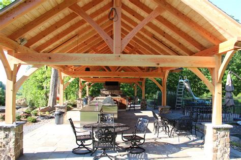 X Timber Frame Pavilion In Mohnton Pa Traditional Patio