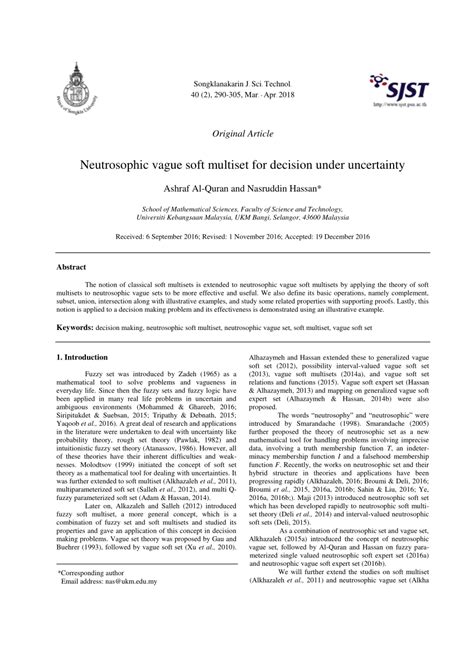 PDF Neutrosophic Vague Soft Multiset For Decision Under Uncertainty