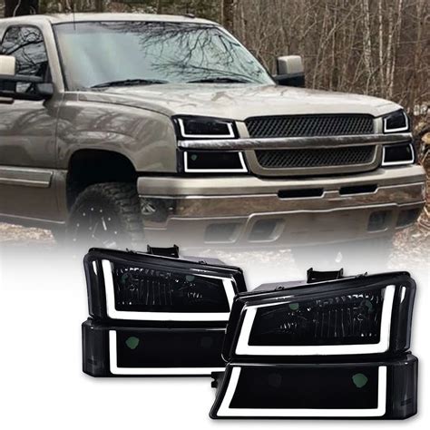 G Plus Led Drl Headlights Bumper Headlamps Fit For 2003 2006 Chevy Silverado 1500 1500 Hd 2500