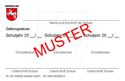 Sch Lerausweis Niedersachsen Scheckkartenformat