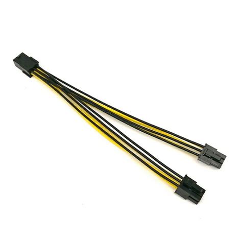 Female Pci E 6pin Pin Electrical Cable Connectors To Dual 6 Pin Pci E Y Splitter Power Adapter