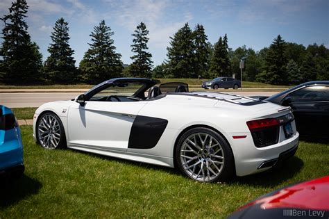 White Audi R8 Spyder On Grass BenLevy