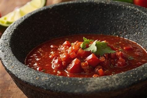 Premium Photo Salsa Roja In Traditional Mexican Molcajete