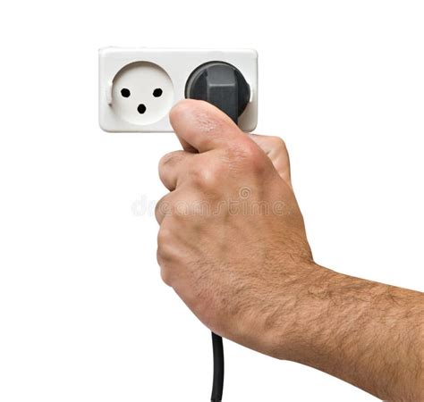 Inserting Power Cord Receptacle In Wall Outlet Stock Photo Image Of