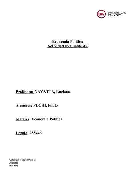 Activ Evaluable Economia Politica 2 Economía Política Actividad