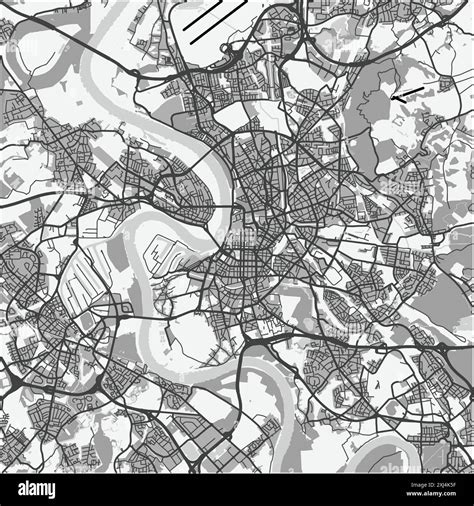 Map Of Dusseldorf In Germany In Grayscale Contains Layered Vector With