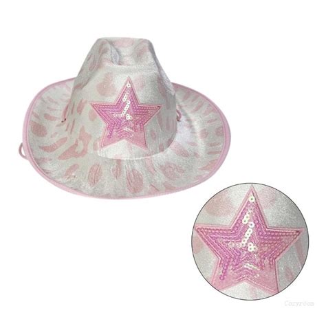 Crazy Cow Print Cowgirl Hat for Adult Cowboy Hat with Sequins Star ...