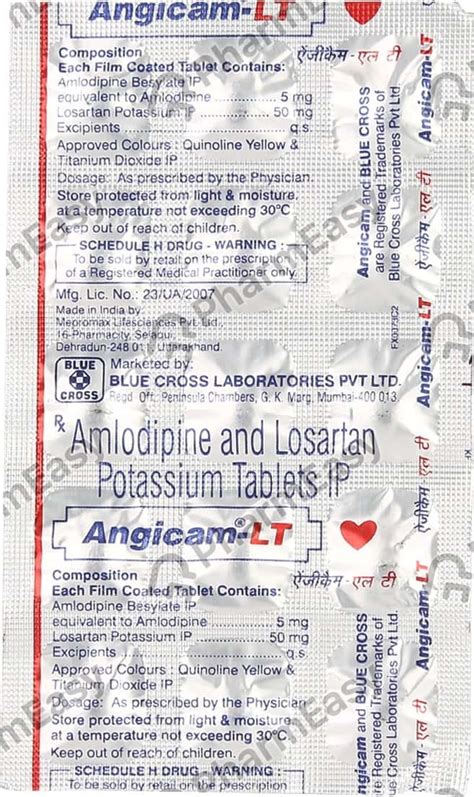 Angicam Lt Strip Of Tablets Uses Side Effects Price Dosage