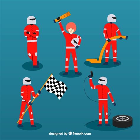 Free Vector | F1 racing characters