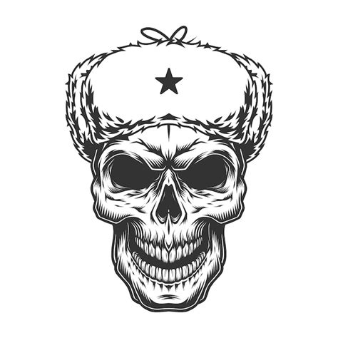 Calavera En El Sombrero Ushanka Vector Gratis