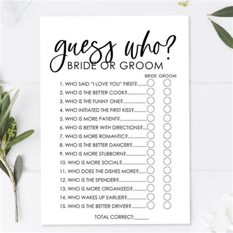 Minimalist Trivia Game For Bride And Groom Bridal Shower Game Etsy