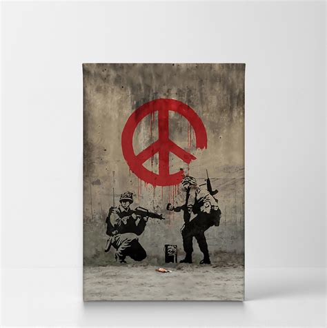 Banksy Wall Art CANVAS PRINT Soldiers Painting CND Sign From | Etsy