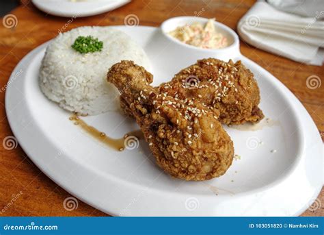 Filipino Favorite Food Fried Chicken With Rice Stock Photo Image Of