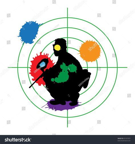 Paintball Silhouette Target Vector Illustration เวกเตอรสตอก ปลอดคา