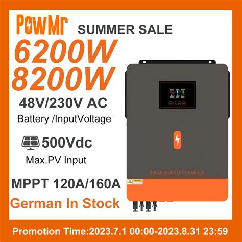 PowMr Onduleur solaire hybride MPPT hors réseau 24V 48V 230V AC