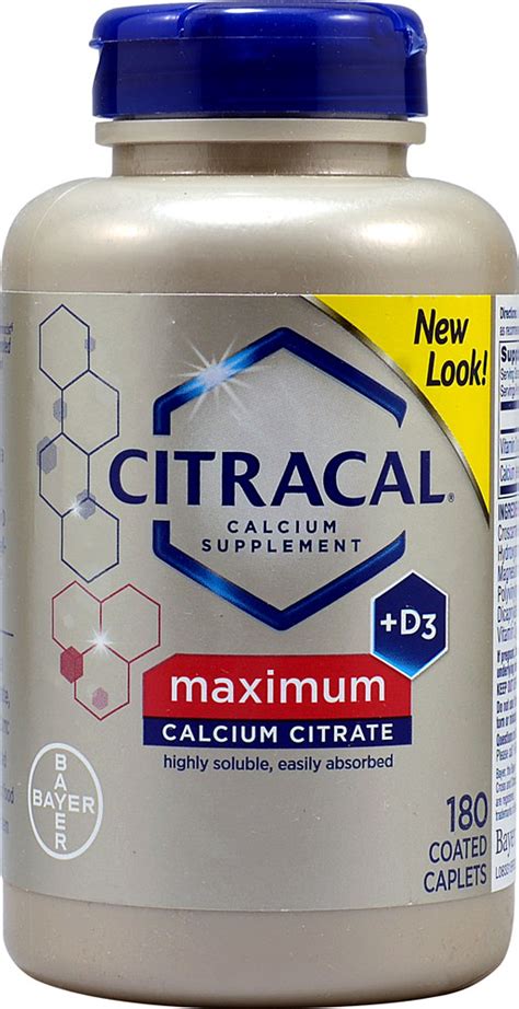 Citracal Maximum Plus D3 Calcium Citrate 180 Coated Caplets Vitacost