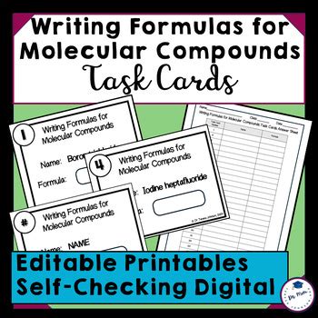 Writing Formulas For Molecular Covalent Compounds Task Cards Tpt