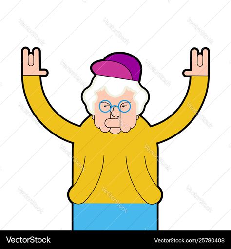 Grandmother Cool Grandma Rock Hand Sign Old Lady Vector Image