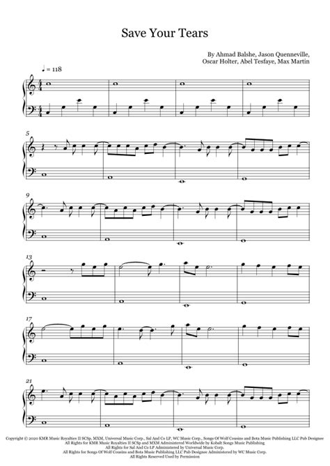 Save Your Tears Arr Fernanda Moura By The Weeknd Sheet Music For