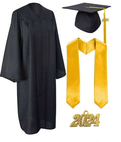 Matte Graduation Gown Cap Tassel Set 2023 And 2024 For College High