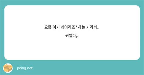 요즘 여기 왜이러죠 하는 기리씌 귀엽다 Peing 질문함