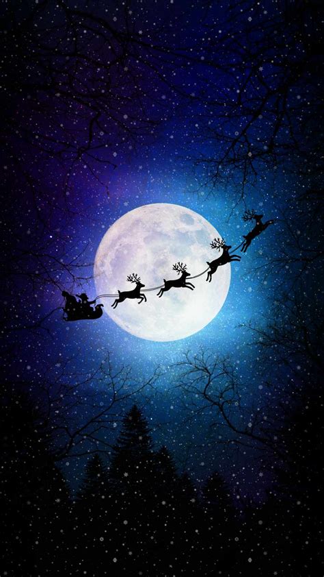 Santa Christmas Moon IPhone Wallpaper - IPhone Wallpapers : iPhone ...