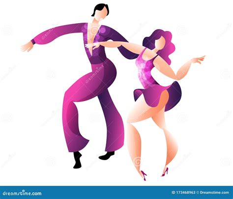 Beautiful Couple Dancing Latin American Dance Of Samba Stock Vector