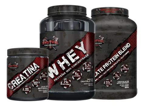 Combo Bruthal Sports Whey Isolate Creatina Pura Sabor Chocolate