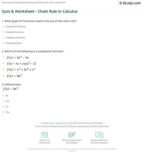 Ap Calculus Chain Rule Practice Worksheet Titanhop