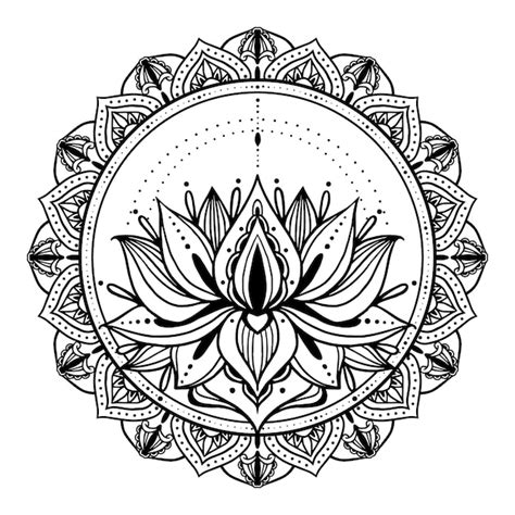 Free Vector Hand Drawn Mandala Lotus Flower Drawing