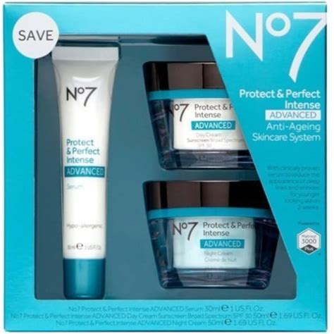 Boots No7 Protect And Perfect Intense Advanced 3 Piece Skincare System Serum Day And Night Cream