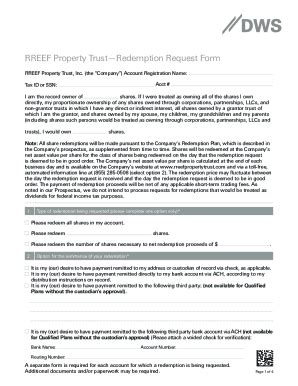 Fillable Online Dws Form Rpt Rrform Redemption Request Form Fax Email