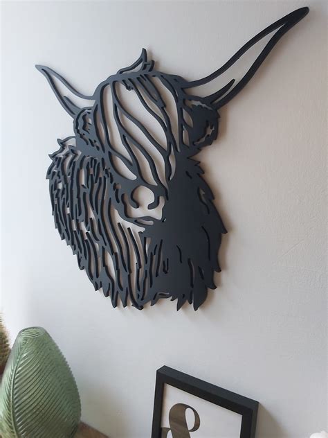 Highland Cow Highland Cow Art Wall Hanging Cow Sign Metal Wall Etsy