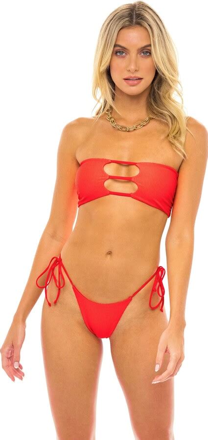 Jmp The Label Bali Tie Side Bikini Bottom Heatwave Neon Coral