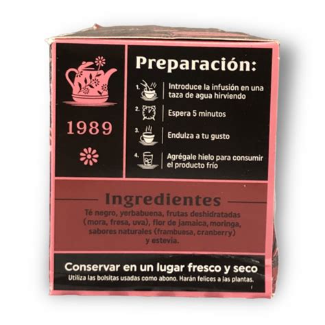 La Teresita Té Negro Con Frutos Rojos y Moringa x20 Tisanas Persano co