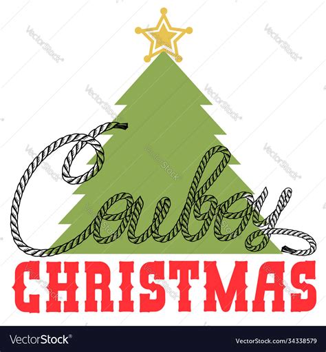 Cowboy christmas card with tree Royalty Free Vector Image